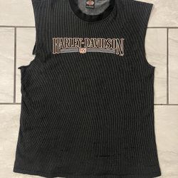VINTAGE HARLEY DAVIDSON Black GRAY Tank Top Indiana 90s Large Jersey Knit 1998
