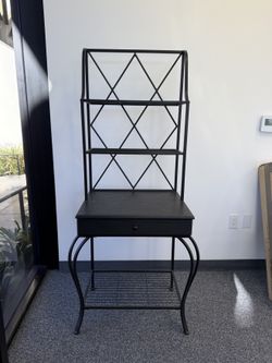 Black Metal Baker's Rack with Drawer and Shelves