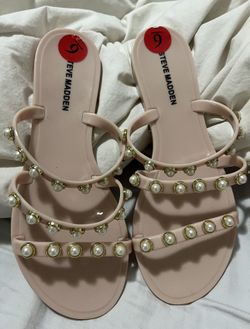 Steve Madden Women's Slip-On Three Band Studded Sandals
