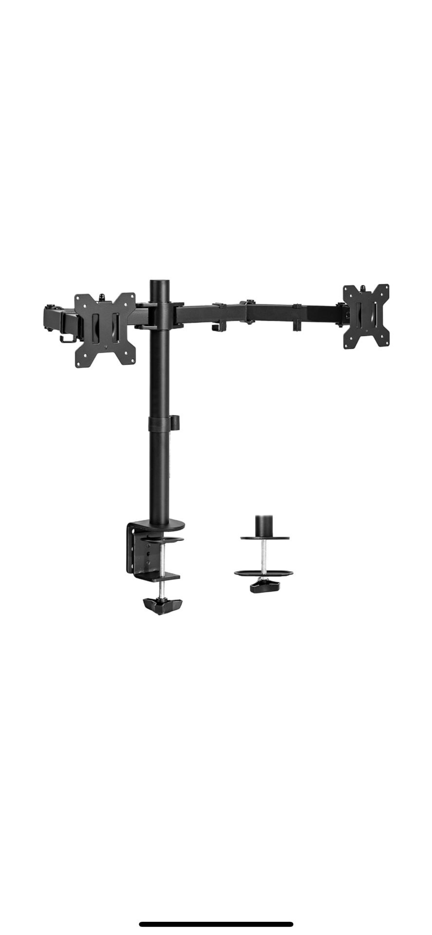 VIVO Dual Monitor Desk Mount, Heavy Duty Fully Adjustable Steel Stand, Holds 2 Computer Screens up to 30 inches and Max 22lbs Each, Black, STAND-V002
