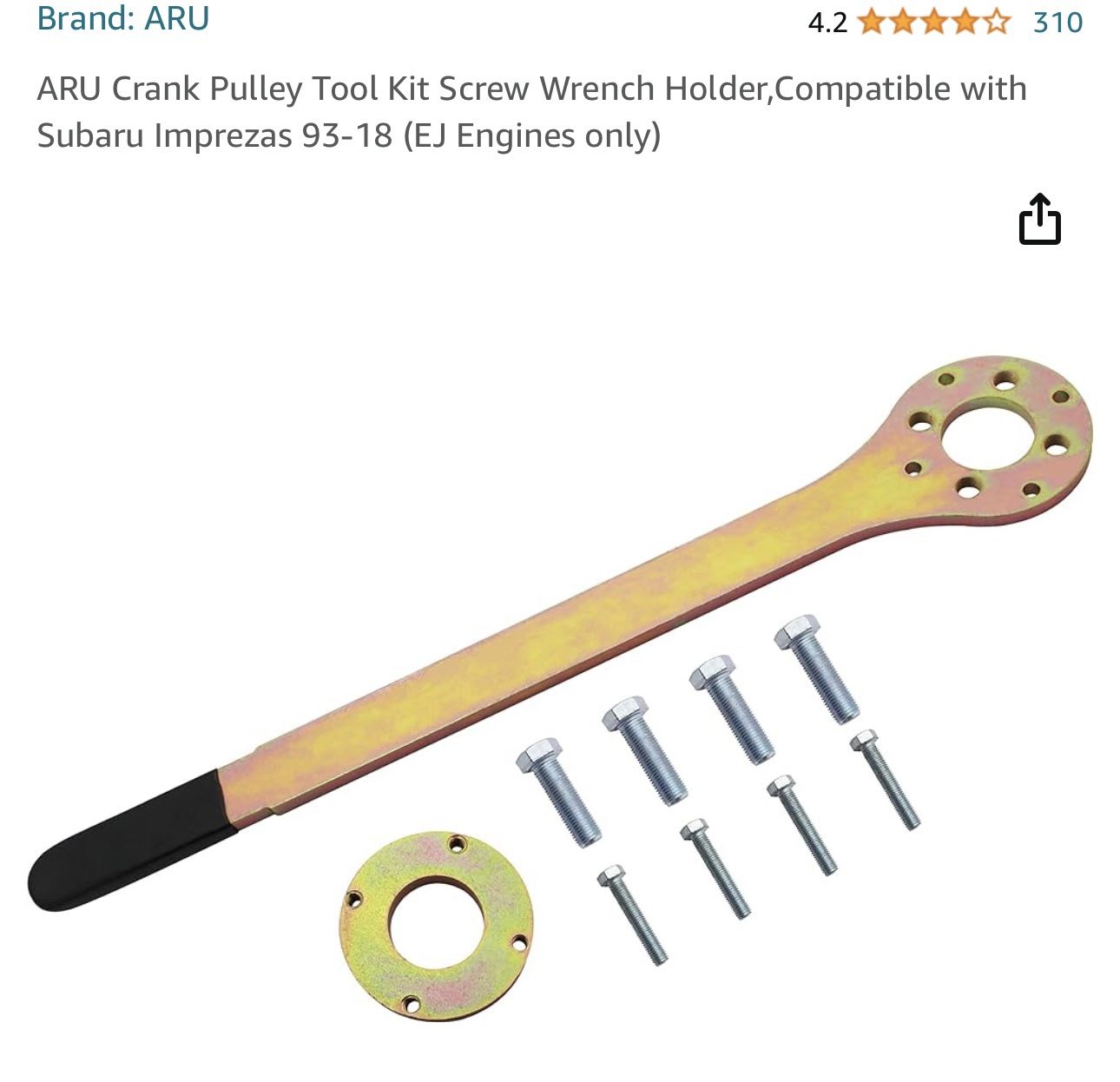 ARU Crank Pulley Tool Kit Screw Wrench Holder,Compatible with Subaru Imprezas 93-18 (EJ Engines only)