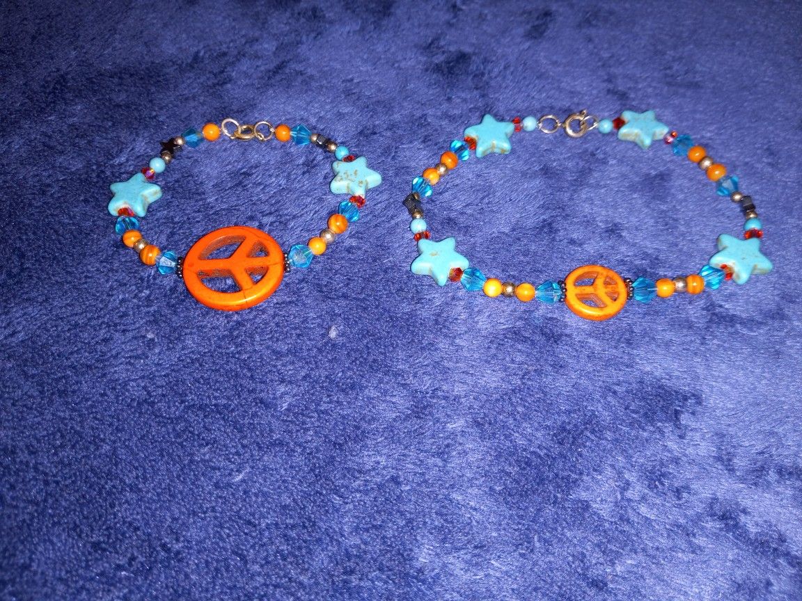 Orange Peace Bracelet And Anklet 