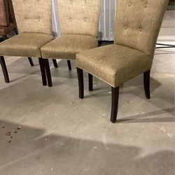 New Set Of 3 Chairs Only Fabric Upholstered khaki color