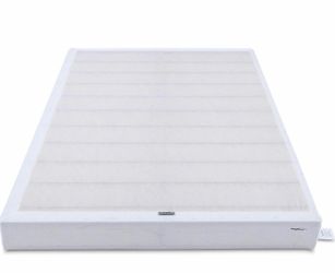 Amazon Basics Smart Box Spring Bed Base, 9-Inch Height Mattress Foundation, Tool-Free Easy Assembly, Convenient Support, Twin, 74" x 38" x 9", White