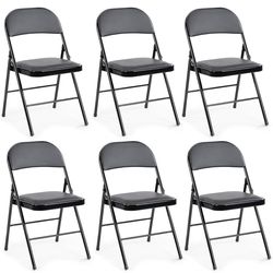 6 Pack Leather Padded Folding Chair