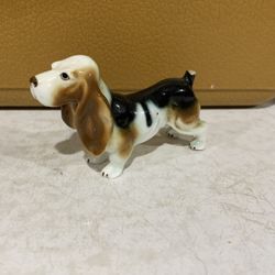 Porcelain Ceramic Basset Hound Figurine Vintage Collectible Dog