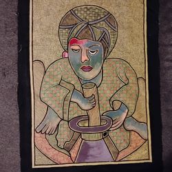 Kayode Buraimoh Stylized Figural Mixed Media Painting, 2017