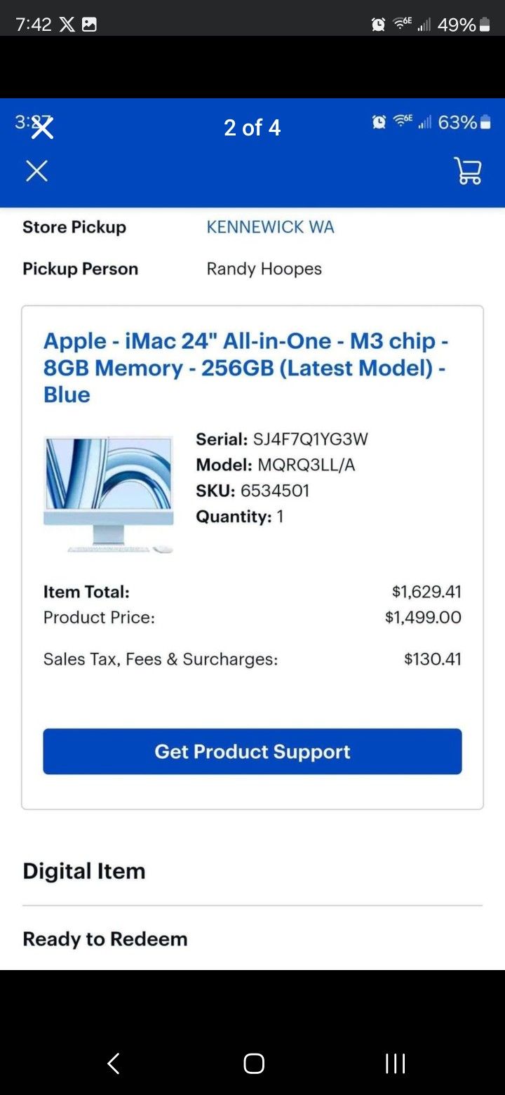 Apple - iMac 24" All-in-One - M3 chip - 8GB Memory 10 core - 256GB (Latest Model