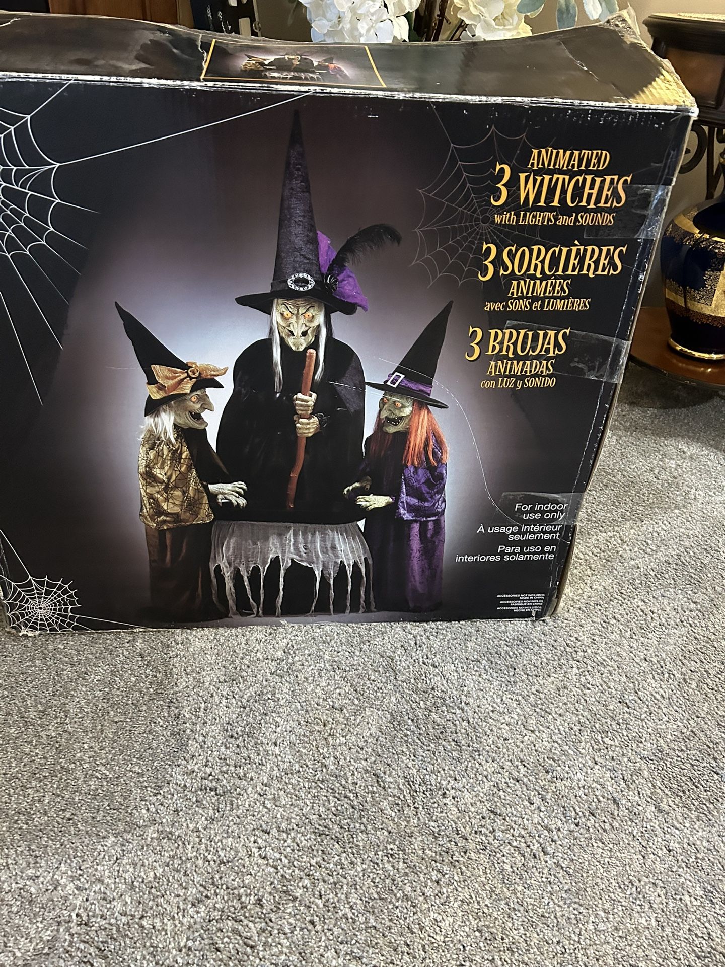 3 Witches. Good Condition They Talk Eyes Light Up And They Stir the Pot. Never Outside Great Condition