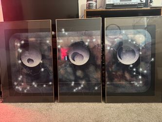 Signed Original 1980s Eric C. Johnson Mixed Media Triptych – "Birth of the Electronic Age" Heavy Texture