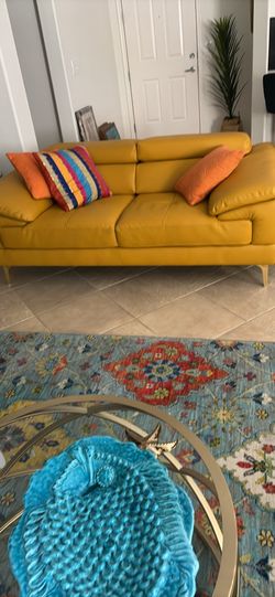 Real leather sofa, love seat and swivel chair