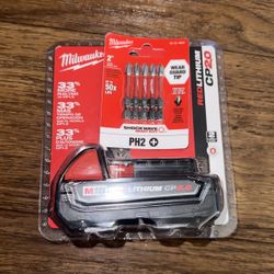 Milwaukee Battery And Drill Bits 