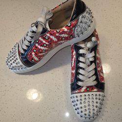Christian Louboutin Sneaker RedxWhitexBlack Patterned (contact info removed)394018 Sz 45  US 11
