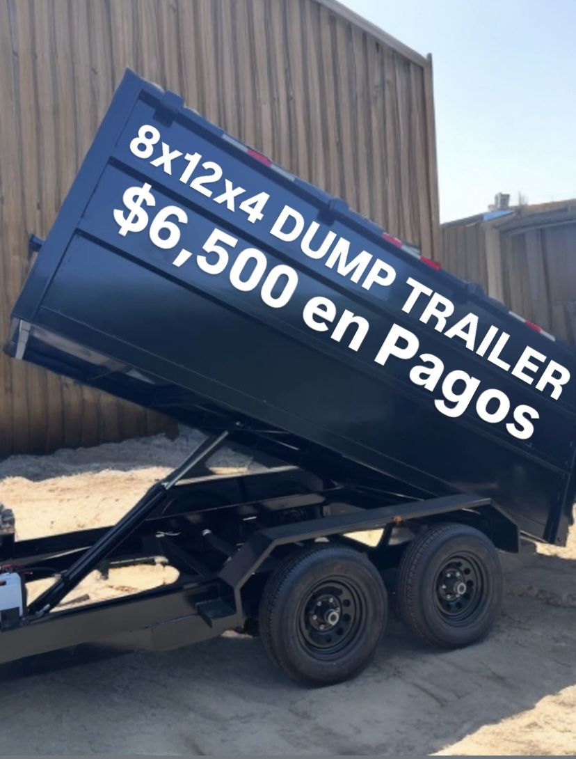 2025 Nueva 8x12x4 Dump Trailer En Pagos