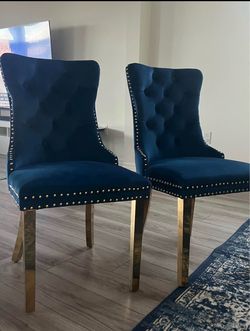 Blue Velvet dining chairs set of 2 brand new