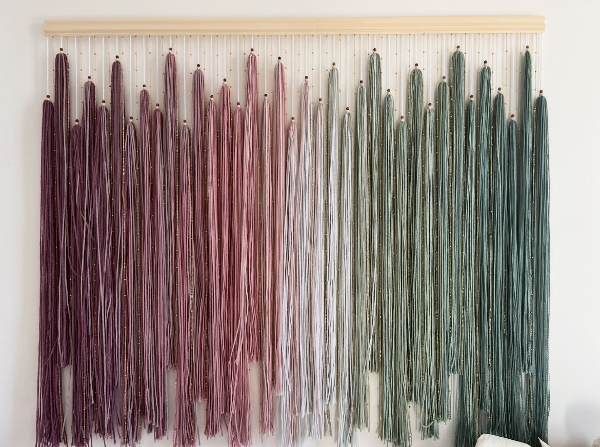 Handmade Yarn Wall Hanging / Textile Art – Ombre Boho Design | Moving Sale