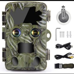 4K 20MP Wildlife Camera Motion Activated Waterproof,Starlight Night Vision, Dual-Lens