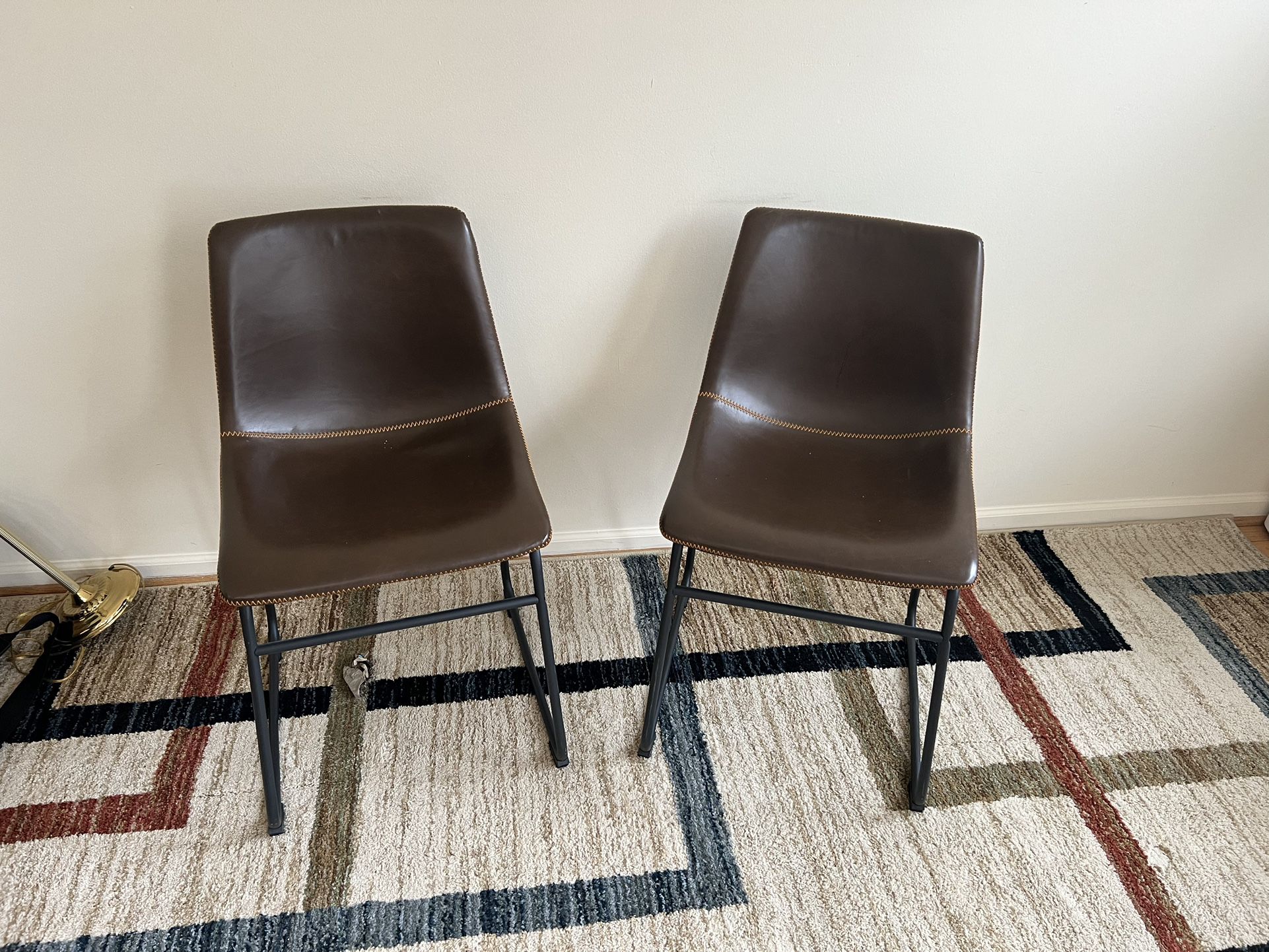 Brown Chairs with Metal Legs - Set of 2