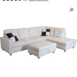White Leather Sectional Couch