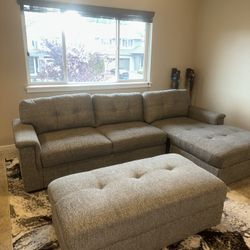 Never Used Sectional Gray Couch W/ Ottoman