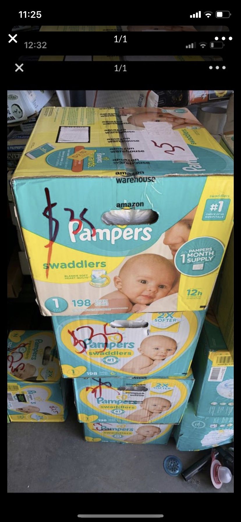 Pampers swaddlers size 1, 198 count
