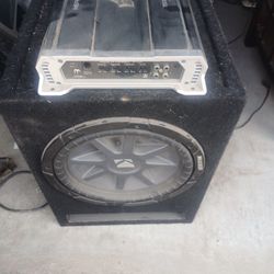 12” Kicker Sub In Box With Mean Machine Auto Tek 1500 Watt Amp.