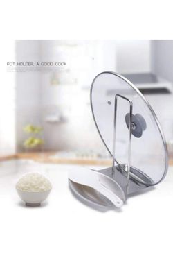 Pot lid spoon stainless steel rack- new!