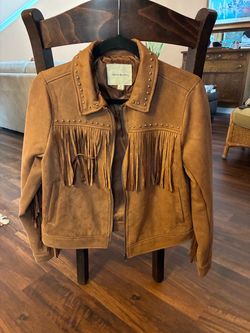 Faux suede fringe jacket