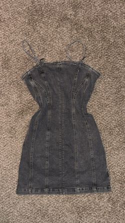 Gray Washed Denim Mini Dress