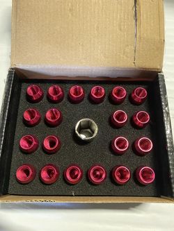 20PCS CLOSED END DESIGN M12 X 1.25 ALUMINUM ALLOY WHEEL LUG NUTS + DEEP DRIVE EXTENSION ADAPTER, 20MM OD/50MM HEIGHT (PINK)
