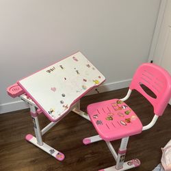 Mount-It! Kids Desk and Chair Set, Height Adjustable Sturdy, Girl Desk, Child Study Desk and Chair Set for Boys, Table for Art, Home School, Drafting,