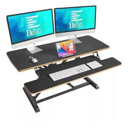 32 Height Adjustable Standing Desk Dual Monitor Riser Sit to Stand Workstation