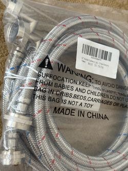 6’ Stainless Steel Appliance WASHING MACHINE Cold/Hot WATER HOSES, new in package. Hvy duty