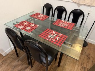 Glass Rectangular Dining Table Set for 5