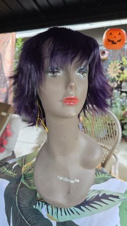 Short Purple anime Hair Wig Cosplay Halloween