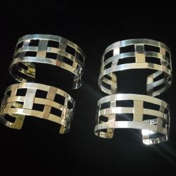 Lot of (4) 6-8" adj. RLM STUDIOS, Tri-metal Sterling Copper Brass Cuff Bracelet