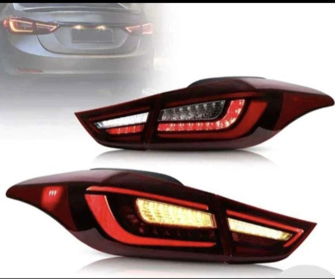 Red Tail Lights for Hyundai Elantra 2011-2016 Rear Tail Lamps Assembly with Dynamic Animation Running Light, Sequential