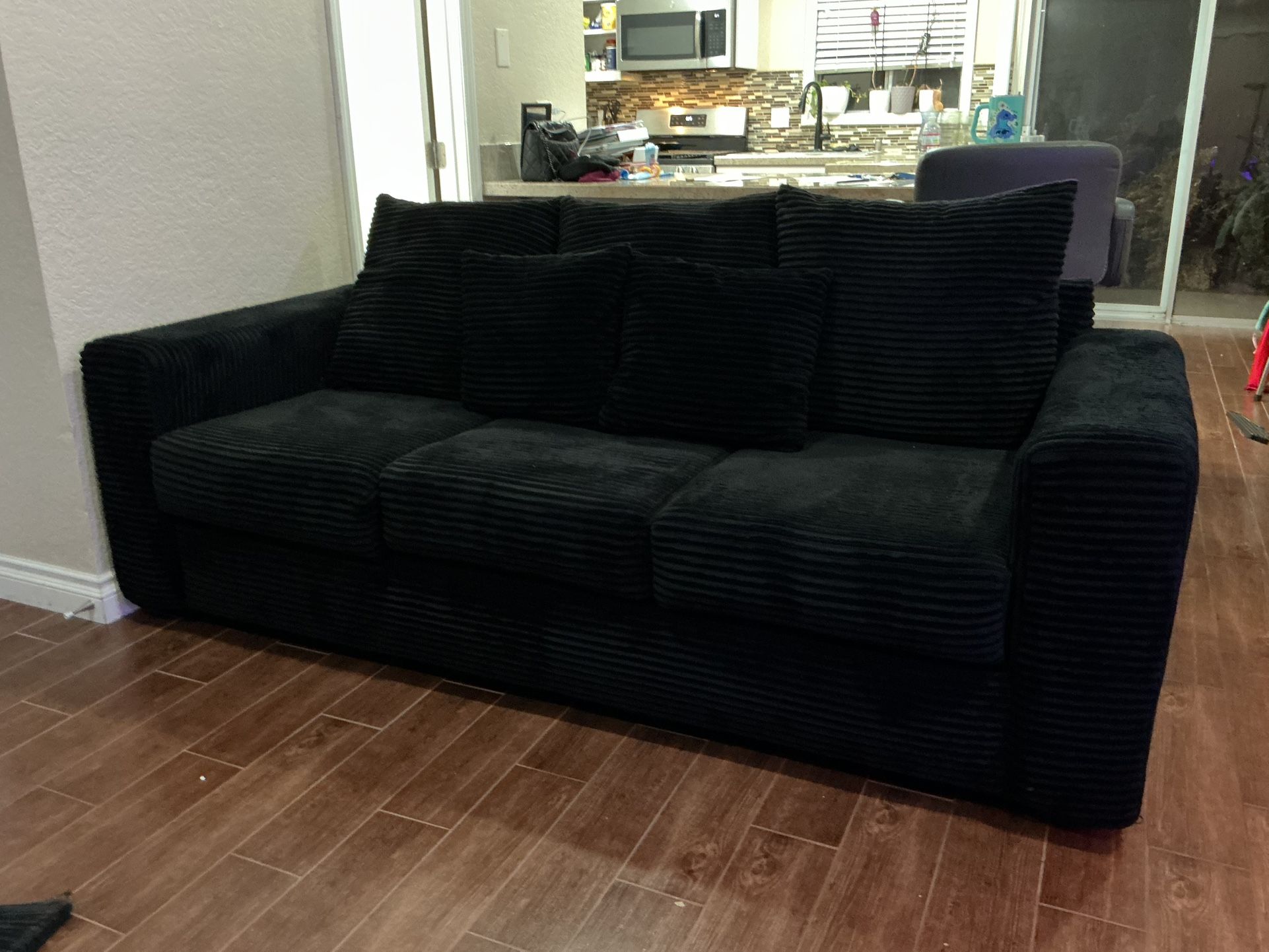 Black Corduroy Loveseat (3&2-Seater)