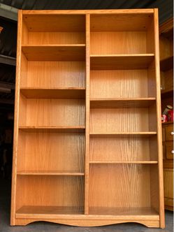 4’ X 6’ Oak Bookcase Storage Display Shelving