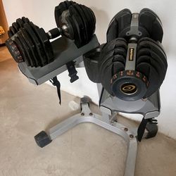 Nautilus Adjustable Dumbbells with Stand – 52.5 lbs Each