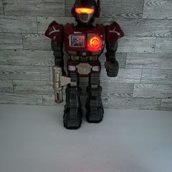 Vintage HAP-P-KID Plastic Robot 15" Tall It Talks & Lights Up it’s in Working Condition But Need Batter