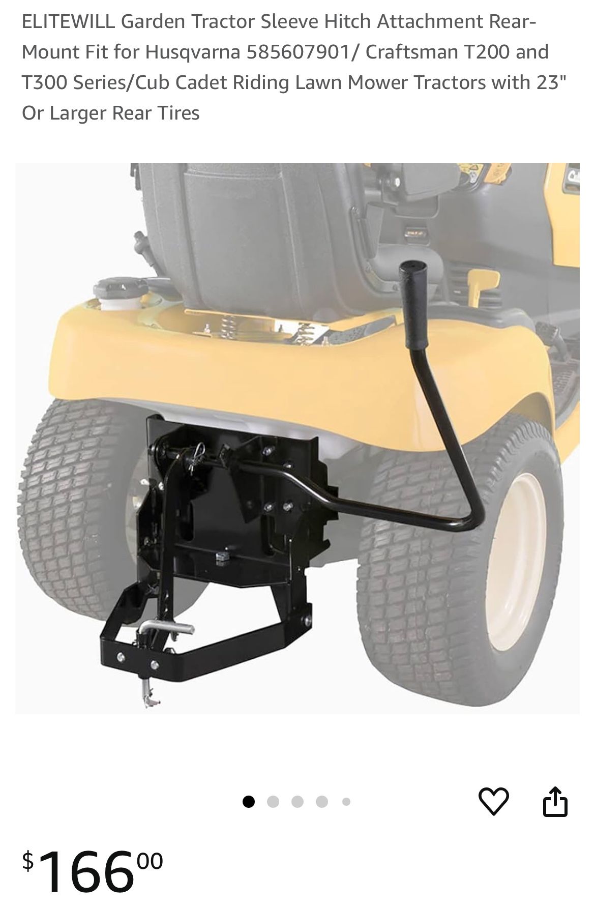 ELITEWILL Garden Tractor Sleeve Hitch Attachment Rear-Mount Fit for Husqvarna 01/ Craftsman T200 and T300 Series/Cub Cadet Riding Lawn Mower Tr