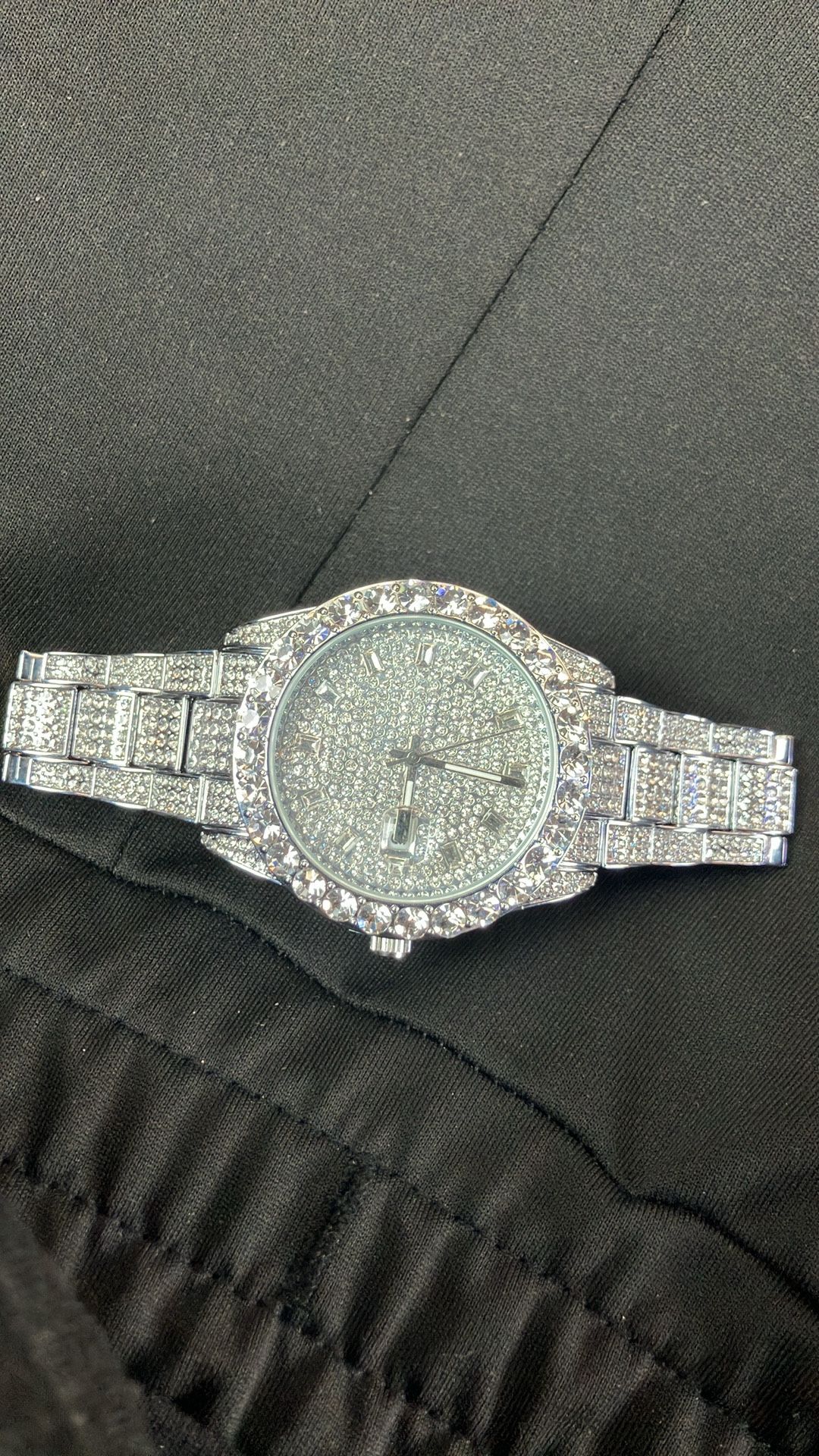 Diamond Watch Sterling Sliver  