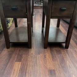 Stone Top End Tables With Drawers (Set Of 2)