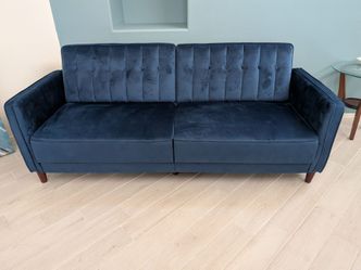 Blue Velvet Couch 80"W x 30" D
