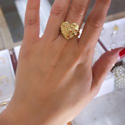 14k Nugget Heart Ring