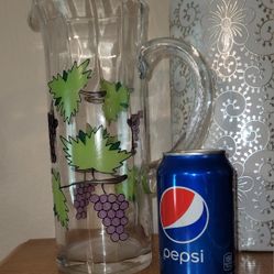 Tall Hand Pained Grape Vines Pitcher