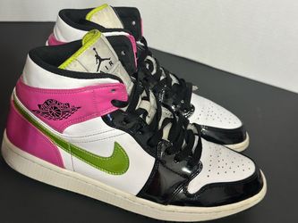 Air Jordan 1 Mid SE “Pink/Green Patent” (Active Fuchsia/Cyber) (size 10 men’s)