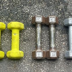 VARIOUS 5 LB.  DUMBBELLS  ""' $10  EACH PAIR""*