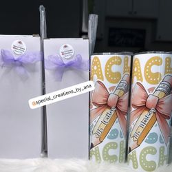 Personalized Coquette Tumbler Cups for Teachers Appreciation gifts 🎁✨